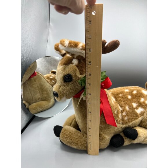 VTG Animated Sitting Reindeer Large 14" Plush Christmas Decor by Santa's Best - Picture 3 of 12